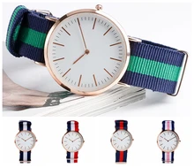 Trendy Wrist Watch Casual Student Ourdoor Sport Watches Fashion Analog Hot Men Stripe Nylon Band Strap Quartz Korea Style