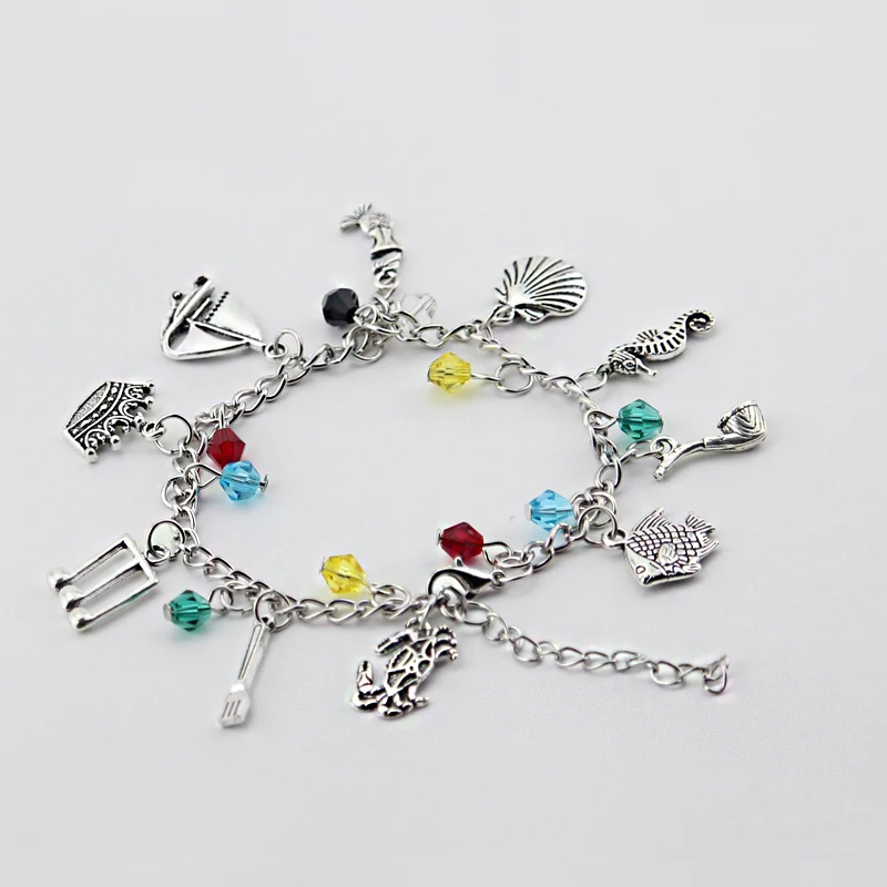 

The Little Mermaid Inspired Princess Ariel Seahorse Conch Charm Adjustable Bracelet Bangle Charms Sea Creatures Bracelet