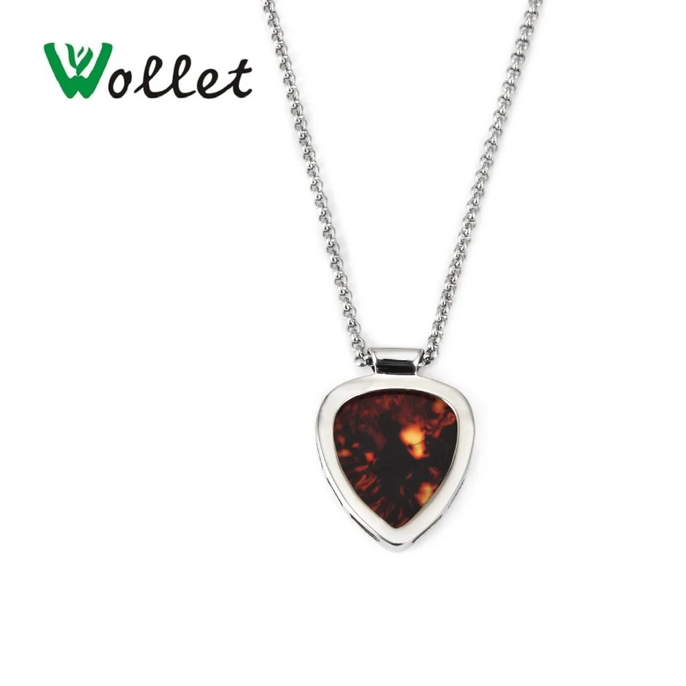 Wollet Jewelry гитары шрапнель Шарм Сердце 316L нержавеющая сталь кулон цепочки и ожерелья для женщин мужчин серебряный цвет модные