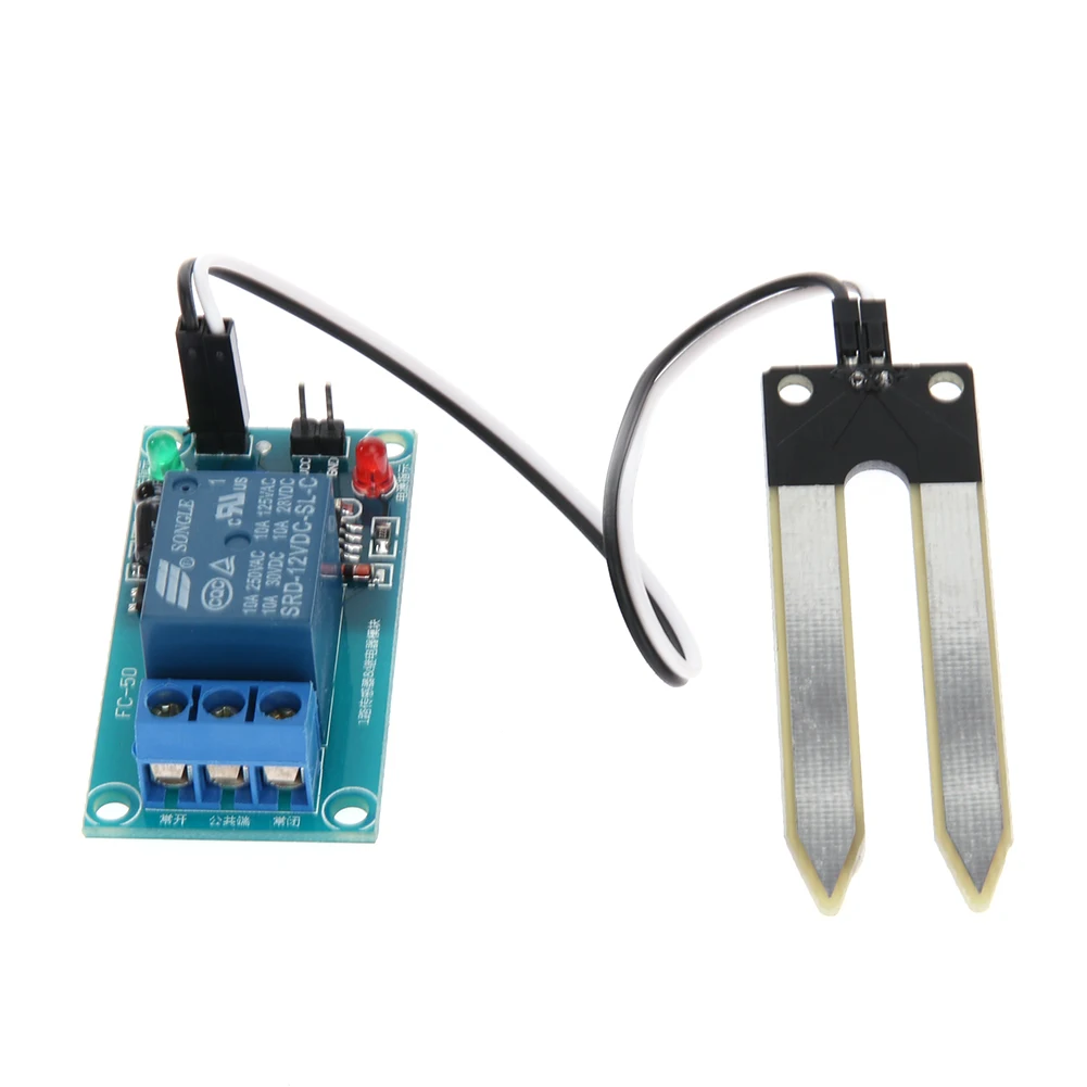 

12V Soil Moisture Monitoring Module and Automatic Watering Device 20CM Dupont Threads Garden Sensor Relay Module #LO