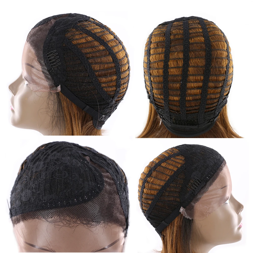 Short Straight Bob Lace Wig With Baby Hair Side Part X-TRESS Ombre Brown Color Lace Front Synthetic Hair Wigs For Black Women Short Straight Bob Lace Wig With Baby Hair Side Part X-TRESS Ombre Brown Color Lace Front Synthetic Hair Wigs For Black Women