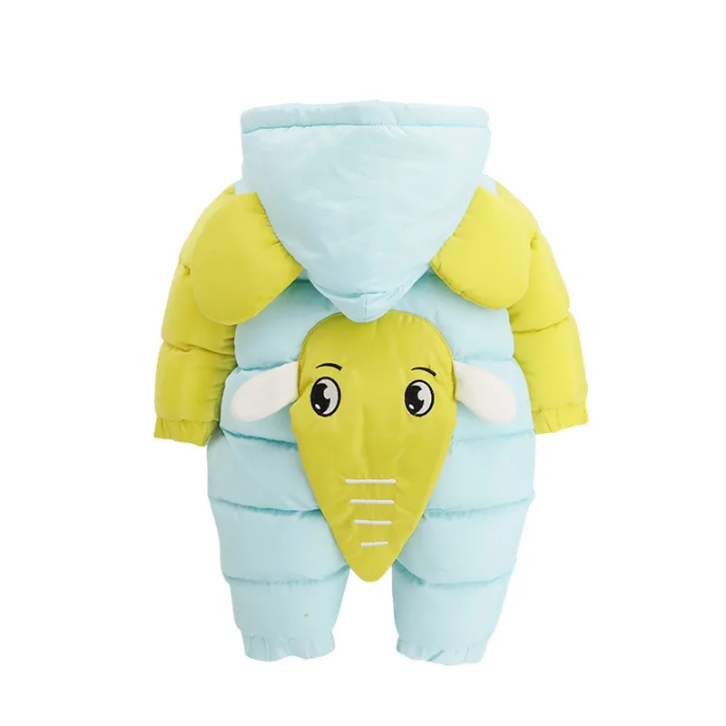 Russian Winter Christmas Baby Clothes Outwear Newborn Cartoon Elephant SkyBlue Baby Boy Rompers Kids Thick Jumpsuits New Arrival02