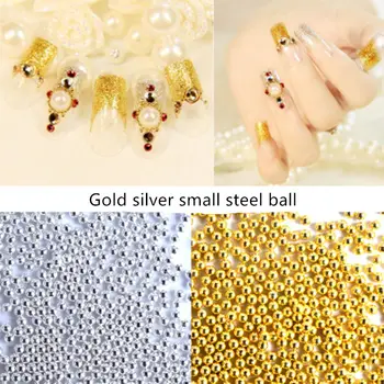 

Y-XLWN Nail Imported small steel ball plating does not fade Metal decoration gold and silver micro beads 50g bag nail stickers