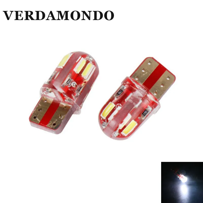 1 Pcs Car LED T10 4014 8 SMD Shallow light indicator Lamp Silica Gel W5W 194 Canbus Error Free Side Light White 12V | Автомобили и