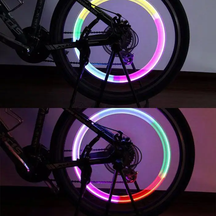 Discount Mountain Bike Road Bicycle Lights LED Tire Valve Plugs Wheel LED Valve Silver 0.4kg 4