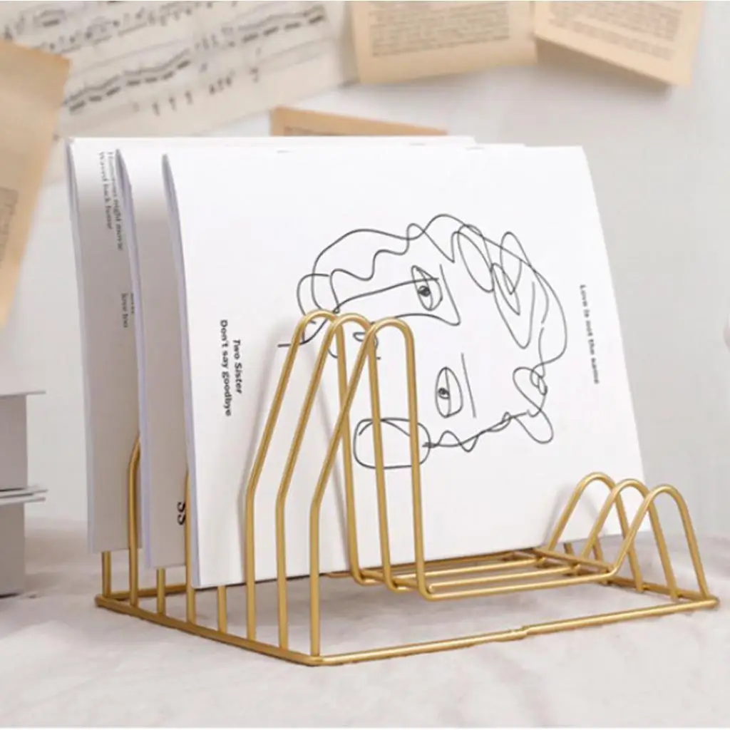 Irregular/Triangle File Organizer Wire Collection Desktop Iron Storage Rack Bookshelf Magazine Holder for Office Home Decoration