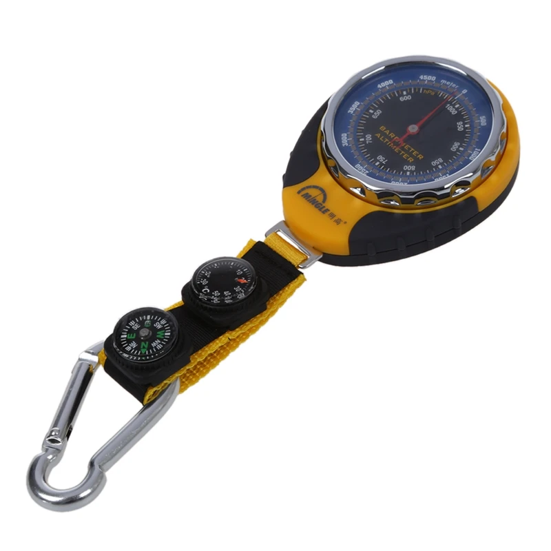 

4in1 Compass Barometer Thermometer With Carabiner Camping Hiking Pocket