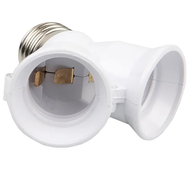 2x E27 Bulb Holder Dual Double Socket Base Extend Splitter Plug 2x E27 Bulb Holder Dual Double Socket Base Extend Splitter Plug Halogen Light Lamp Copper Contact
