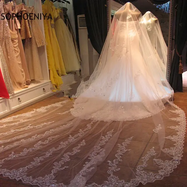 Online Shop New Arrival 5 Meter Lace Edge Bridal Veil 2019 Without