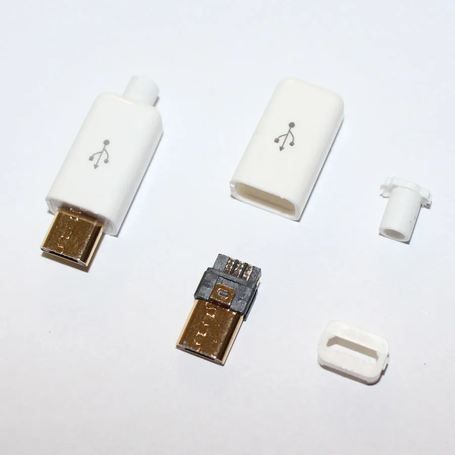 10 комплектов DIY Micro USB Тип B папа 5 контактов четыре шт. в сборе разъем 4 1 черный