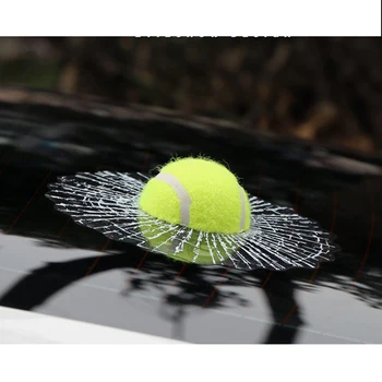

New 3D Car Stickers Funny Ball Hits Car Window Auto Car Styling Decal Baseball Tennis Football Vinyl Accessories