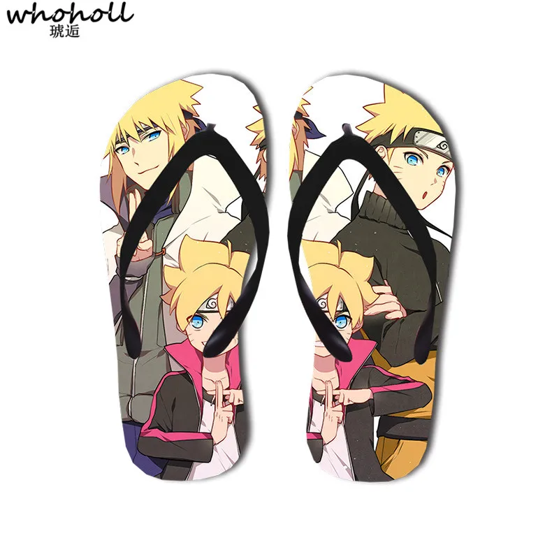 

WHOHOLL Casual Flip Flops Men Women Naruto Print Summer House Cartoon Slipper Anti-slip Cool for Couple Lovers Beach Slippers