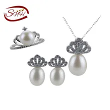 SNH 8-9 мм 925 Серебряный ювелирный набор, женский набор пресноводных жемчужин дизайн, уникальная жемчужина наборы для девочек