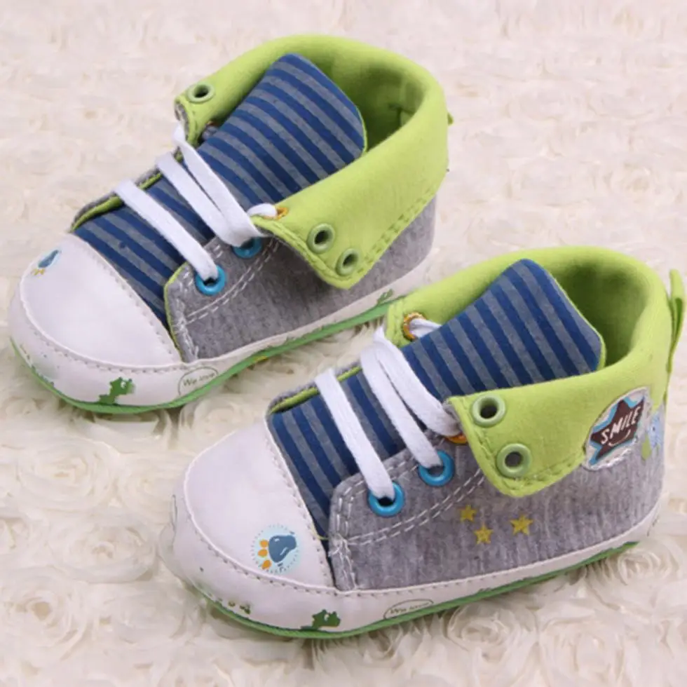 Милая детская обувь с рисунком; Повседневная нескользящая обувь для малышей; кроссовки для прогулок - Цвет: Зеленый