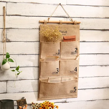 

Burlap Storage Hanging Bag Wall Hanging Decoration Pendant Home Cafe Office Decoration