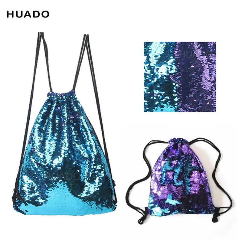 Drawstring Bags backpack Double Color Sequins Travel Drawstring Backpack