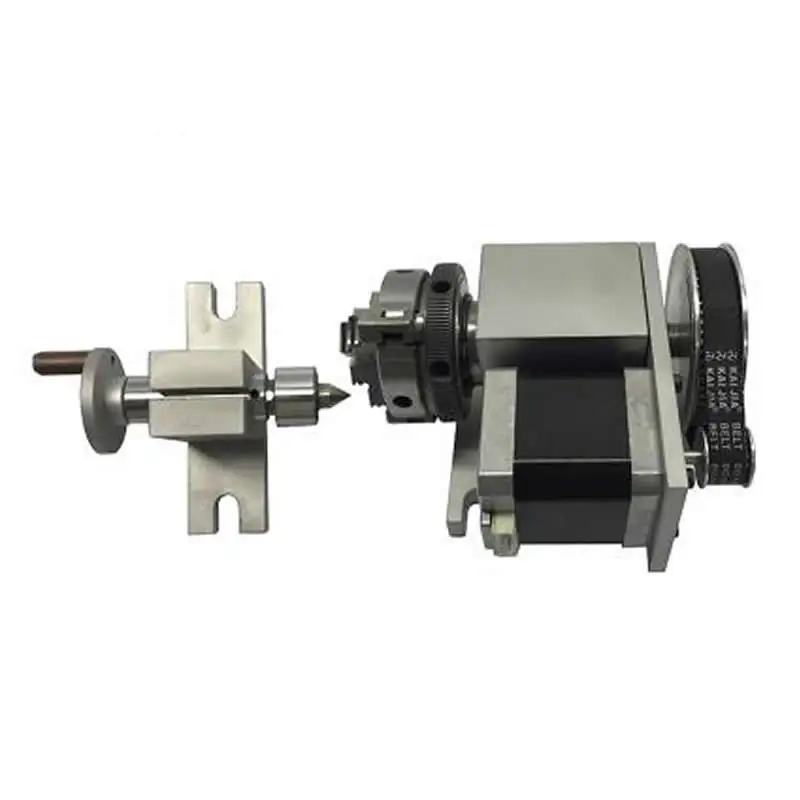

CNC 4th Axis 100mm 3Jaw Chuck NEMA23 Motor Rotary Axis Dividing Head with Live Center Tailstock Kits