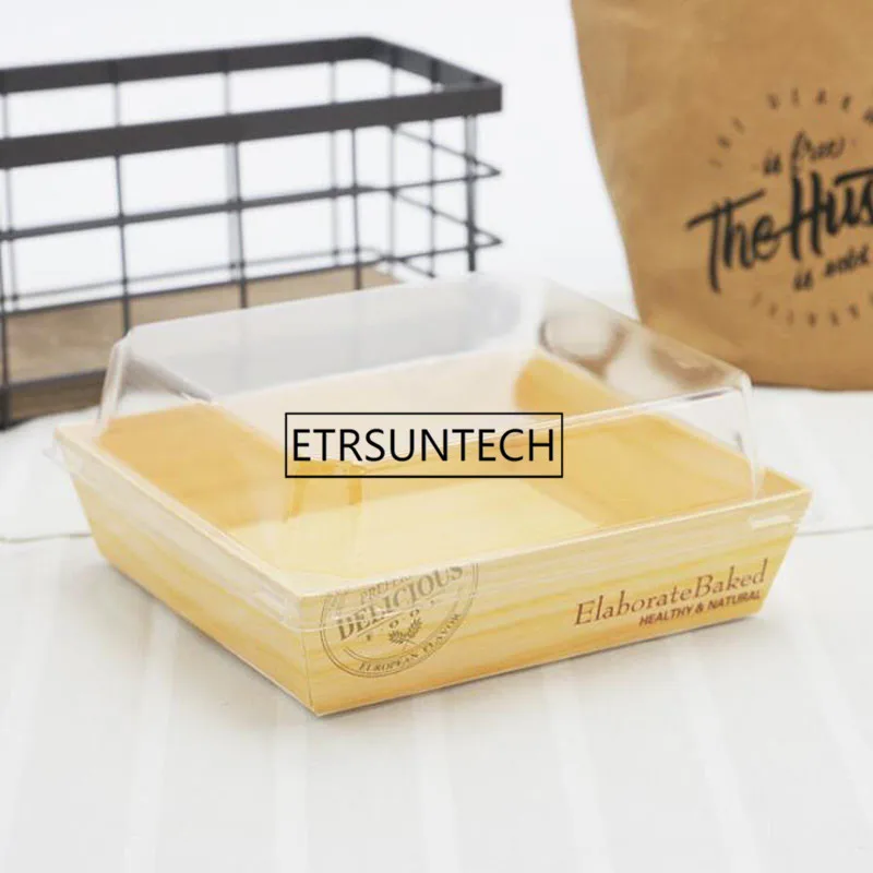 100 комплекты многослойная коробка салат десерт Хотдог коробки для тортов с прозрачными крышками упаковочный картон Подарочная коробка