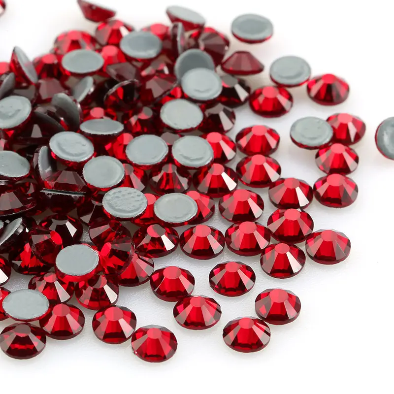 

Hot Fix Rhinestone Siam Color ss6 to ss30 Size Crystal glass material Iron On Rhinestone for clothes, shoes decoration