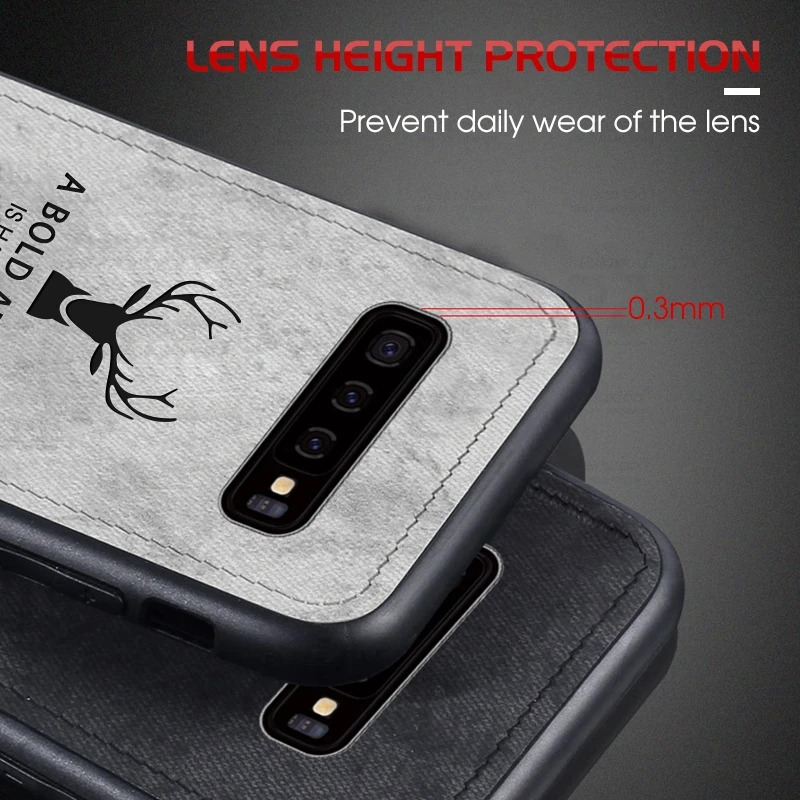 Frabric тканевый чехол с оленем для Samsung Galaxy S10 Plus S10Plus S10e A50 A30 A10 M30 M20 M10 A 50 30 10 M 20