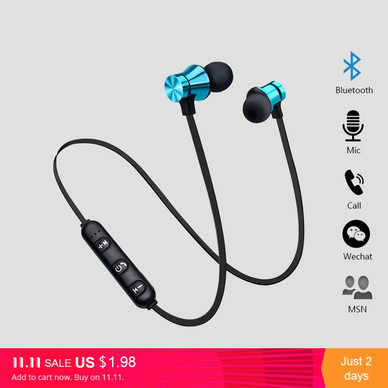 

Magnetic Attraction Wireless Bluetooth Earphone Headset Waterproof Sport with Mic Stereo Earphones Earbuds for Smart Phone