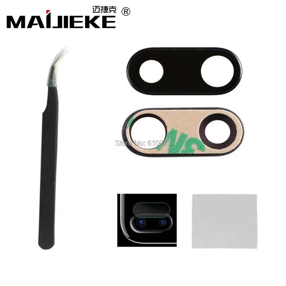 MAIJIEKE для iPhone X 8 plus 7 Plus задняя камера стеклянная крышка объектива клеи ремонтные комплекты Замена+ Пинцет+ закаленное стекло