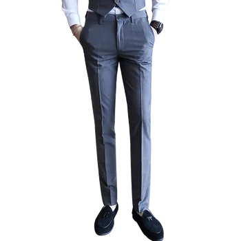 

Men's clothing suit trousers /Male high-grade pure color slim Fit business Suit pants/Male high-end leisure thin leg pants