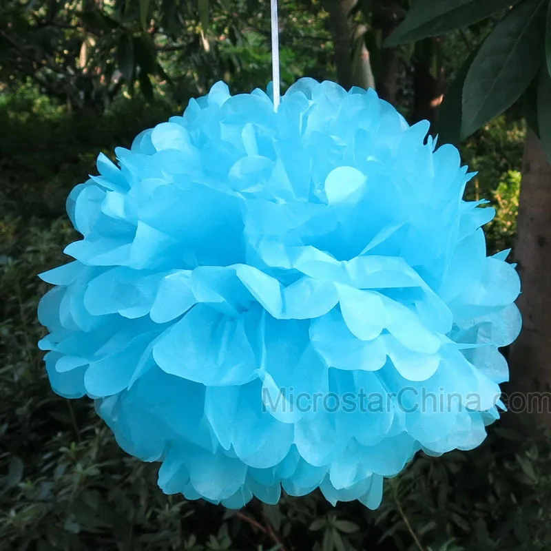 FENGRISE 5 шт. 15 см искусственные цветы дешевые декоративные китайские помпоны гирлянды поддельные венок свадебный автомобиль шарики из бумажных салфеток ремесла - Цвет: Blue