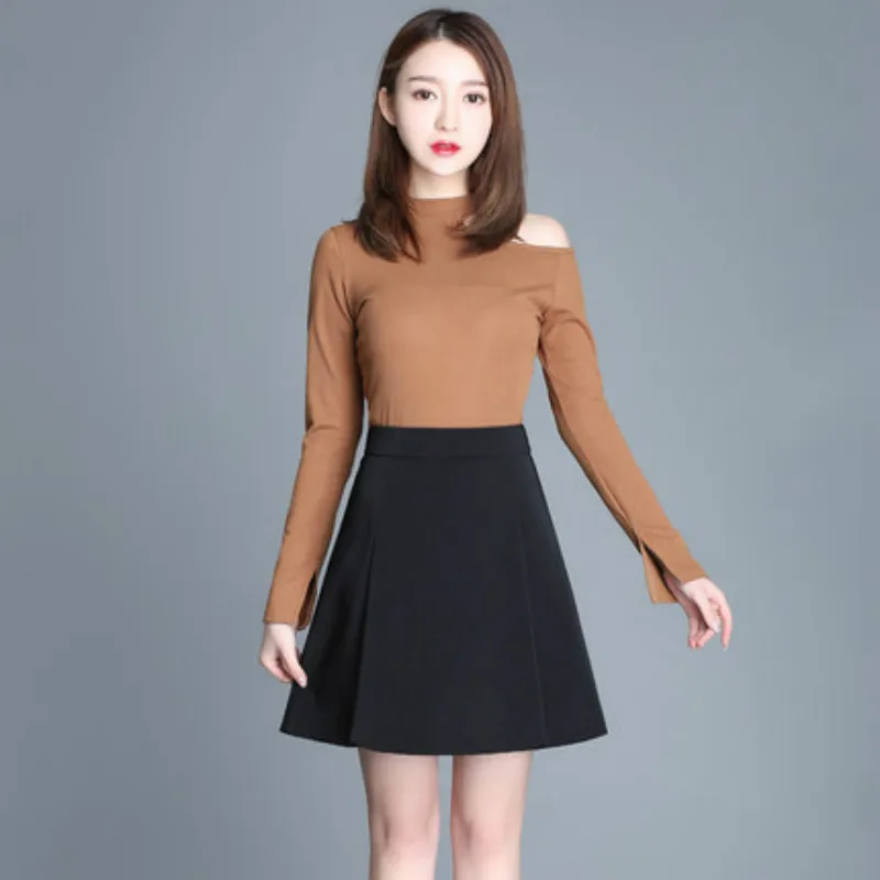 

Women's half-length skirt mini A word work skirt spring and autumn black new fashion simple large size