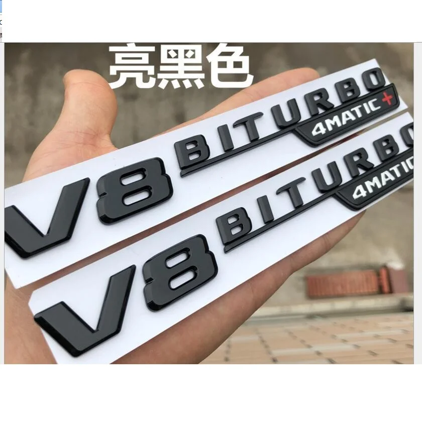 Черные хромовые буквы Red Cross V8 BITURBO 4matic + Эмблема Fender значки для Mercedes Benz AMG W205 W213 X253