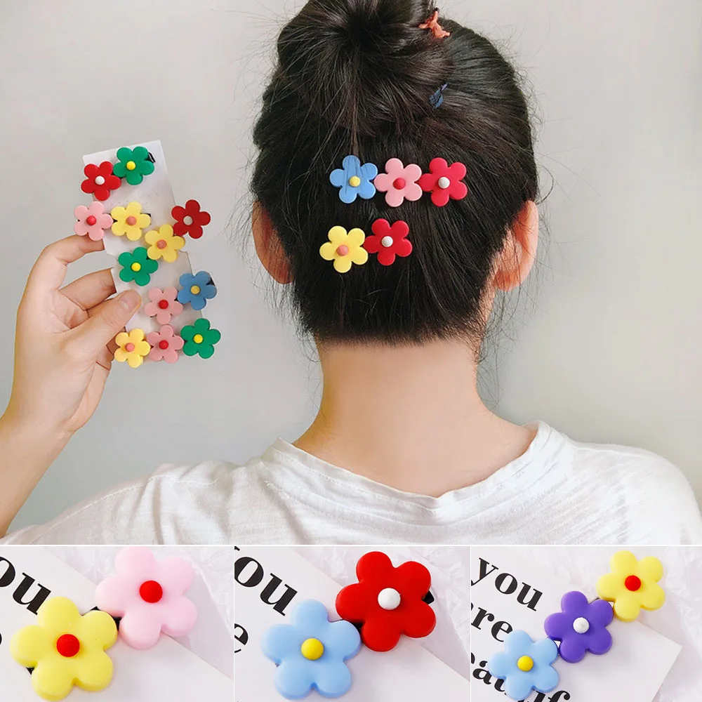 

New Korea Colorful Styles Flower Cartoon Hair Pins Barrettes Lovely Hair Grips Women Girls Sweet Headwear Hair Accessories