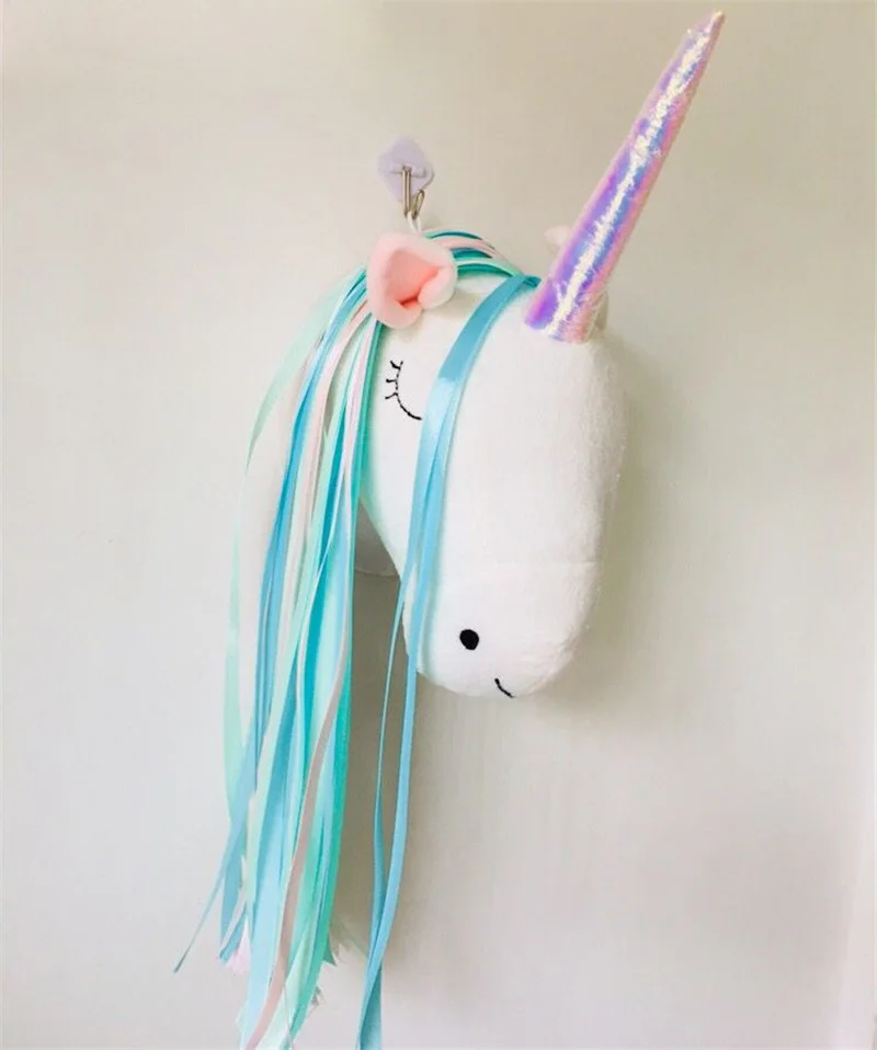 Голова Животного слон зебра жираф головы настенные украшения для детской комнаты декор для детской спальни настенные Подвески настенные крепления подарки игрушки - Цвет: unicorn
