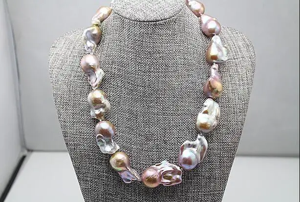 15X23MM REAL HUGE SOUTH SEA WHITE BAROQUE PEARL NECKLACE 18''