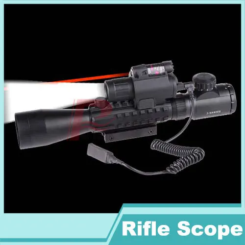 

New Tactical Hunting 3-9x40E Red Green Dot Airsoft Riflescope Sight with M6 Red Laser Sight LED Flashlight  HT6-0026