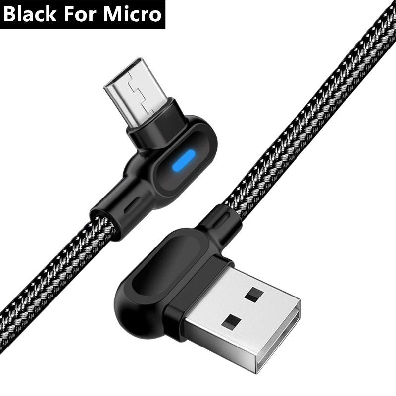 Олаф 90 градусов Micro usb type C кабель быстрой зарядки type-C для samsung Xiaomi huawei LG Android Microusb USB-C зарядное устройство - Цвет: Microusb - Black