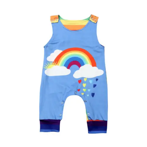

Toddler Baby Romper Kids Baby Boy Clothes Rainbow Sleeveless Romper Jumpsuit Overall Outfit Summer