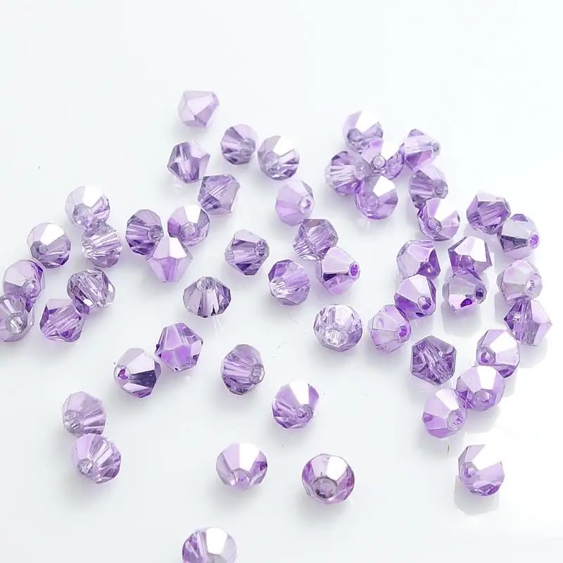 100 шт граненые биконусные стеклянные бусины 6 мм - Цвет: Crystal Violet