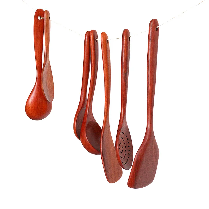 Красный палисандр набор посуды длинная рука деревянная лопатка рисовый Совок Суп ковшовый дуршлаг кухонные инструменты деревянная посуда японский стиль