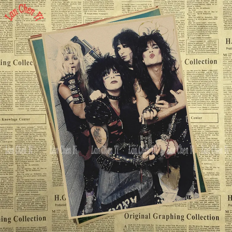 Motley Crue Band Классический Ностальгический матовый крафт-бумага плакат для кафе креативная настенная бумага украшение интерьера