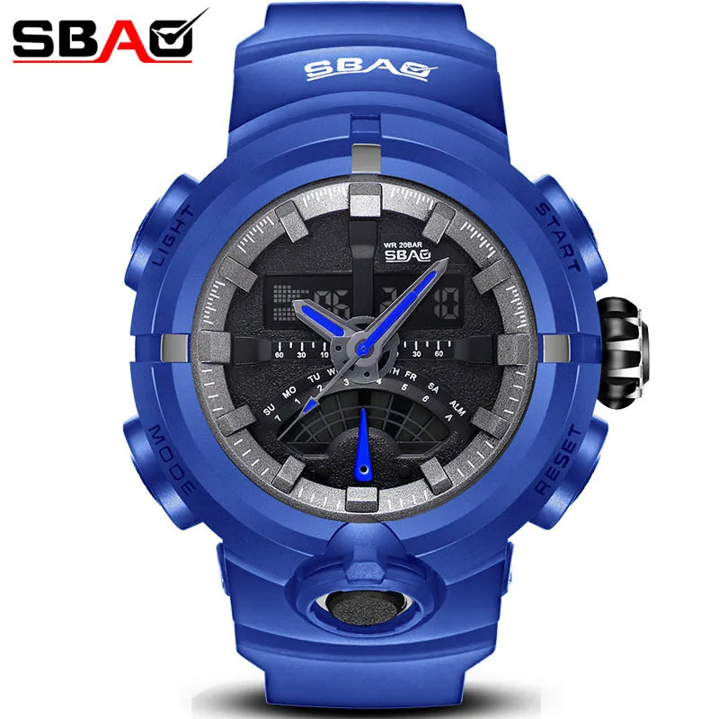 

2019 New Men Sports Watches Dual Display Analog Digital LED Electronic Quartz Wristwatches Waterproof Swimming Military Watch