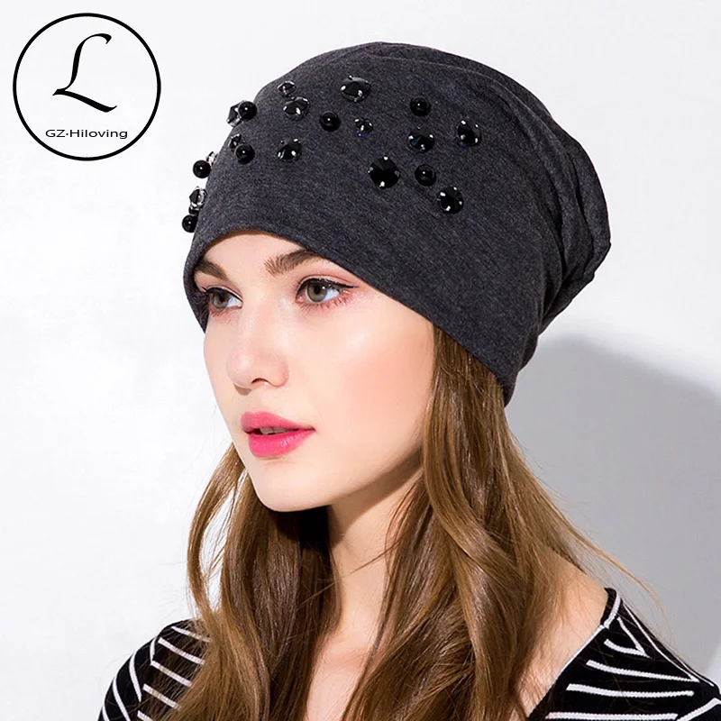 Gzhilovingl Donne Beanie Di Inverno Lavorato A Maglia Di Colore Solido Di Strass Slouch Cappelli Skullies Chapeu Feminino, Gorras Sombrero Mujer, Turb