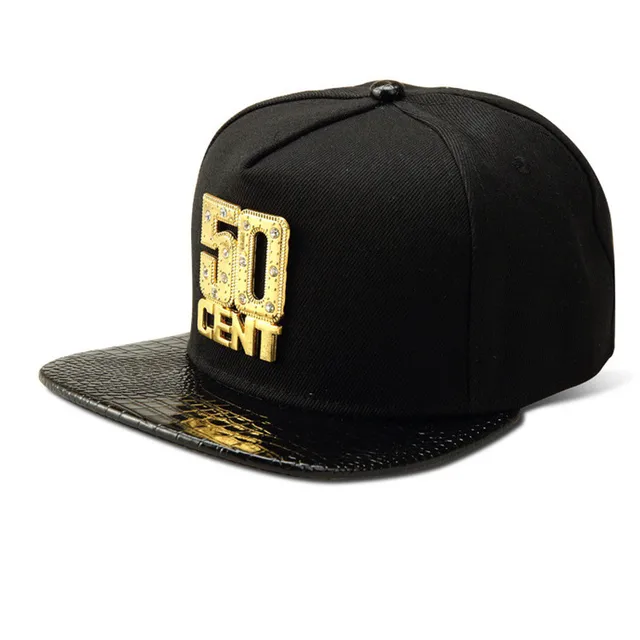 Luxury Bling Iced Out Golden 50CENT Baseball Caps Golf Straight Flap ...