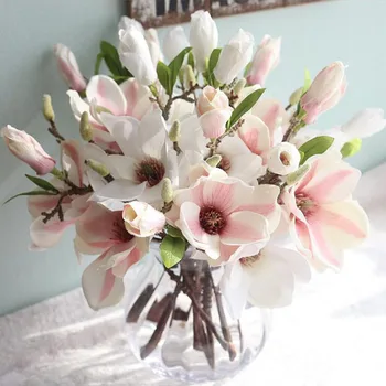 

Artificial Flower Magnolia Branch for Wedding Decorative Silk Magnolia Fake Flowers for Home Party Decor