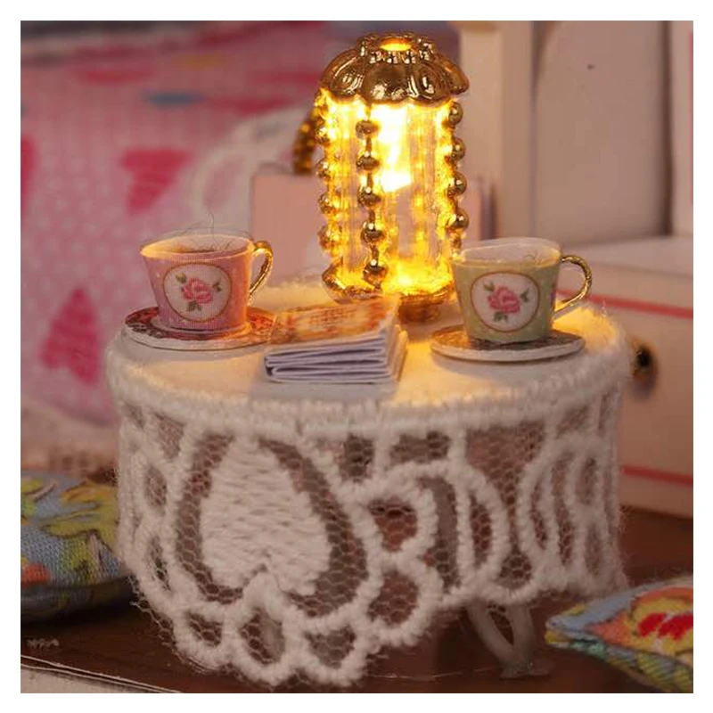 Dream Angel Doll House Toy Handmade House Model Dollhouse Wooden Miniature Furniture Doll Houses Girls Valentine's Gifts H006