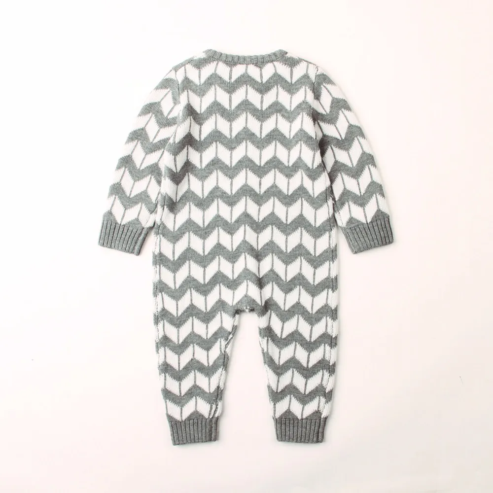 Для новорожденных от 0 до 24 месяцев комбинезон для младенцев мальчиков девочек Комбинезон в полоску вязаный свитер с длинным рукавом и детские халаты весенний комбинезон для ползунка кнопка вверх комбинезона
