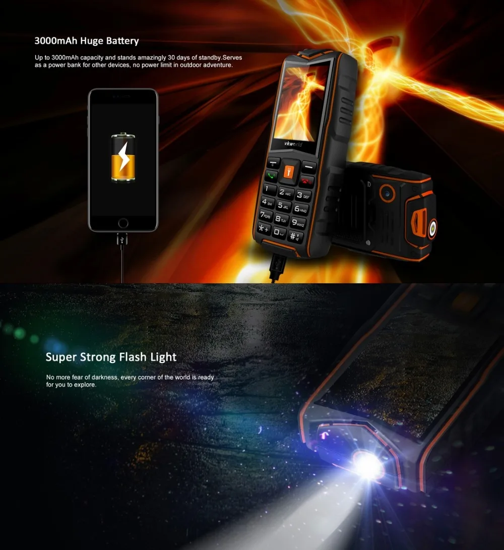 Оригинальный vkworld новый камень V3 IP68 Водонепроницаемый 2.4 дюймов мобильный