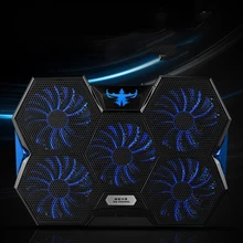 Новинка! игровой кулер для ноутбука охлаждающая подставка для ноутбука 5 бесшумный синий/красный светодиодный вентилятор Мощный воздушный поток портативная Регулируемая подставка для ноутбука