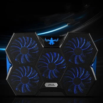 

NEW!Gaming Laptop Cooler Notebook Cooling Pad 5 Silent Blue/Red LED Fans Powerful Air Flow Portable Adjustable Laptop Stand