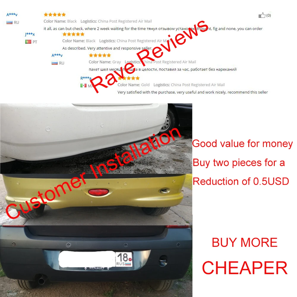 Sinovcle Car Parking Sensor Parktronic 4 Sensors 22 mm Buzzer Reverse Backup Radar Buzzer System 8 Colors 12V parking sensor kit,led parking sensor kit,parking sensor,car led parking sensor