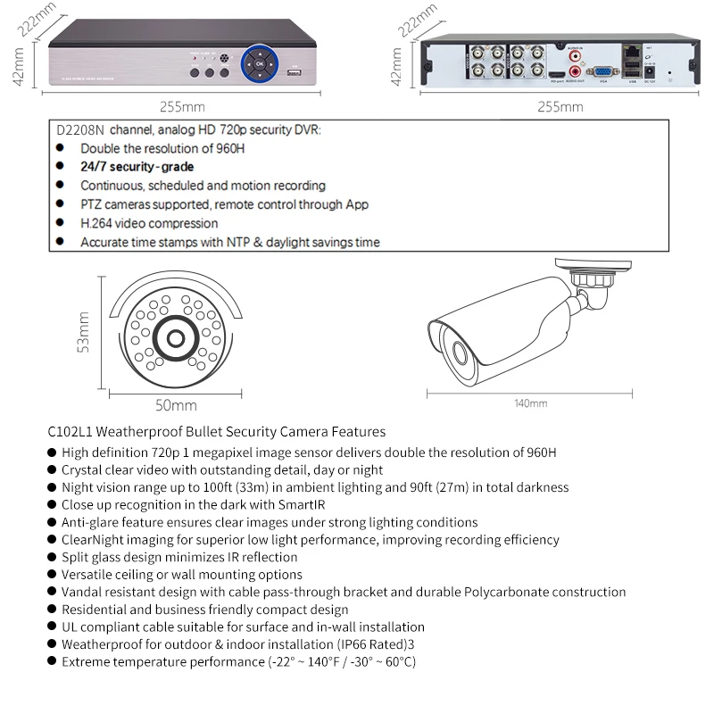 DEFEWAY HD 1080N P2P 8-канальный CCTV Системы видеонаблюдения DVR комплект 4 шт. Открытый ИК Ночное видение 1,0 МП CCTV Системы